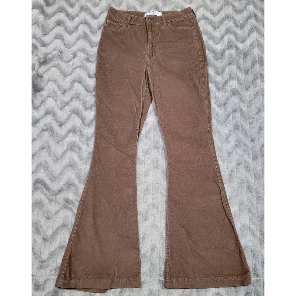 Hollister Womens 7R W28 Ultra High Rise Flare Brown Corduroy Pants
